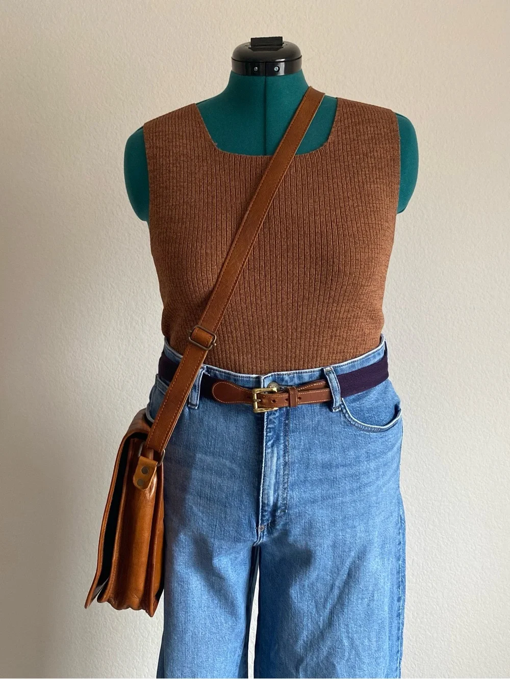 Tan crossbody messenger bag